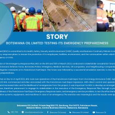 BOTSWANA OIL LIMITED TESTING ITS EMERGENCY PREPAREDNESS